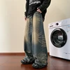 Fashion Blue Tie-dye Wide-leg Jeans Men Distressed Baggy Straight Denim Pants Men High Street Jean Pants Mopping Trousers 3
