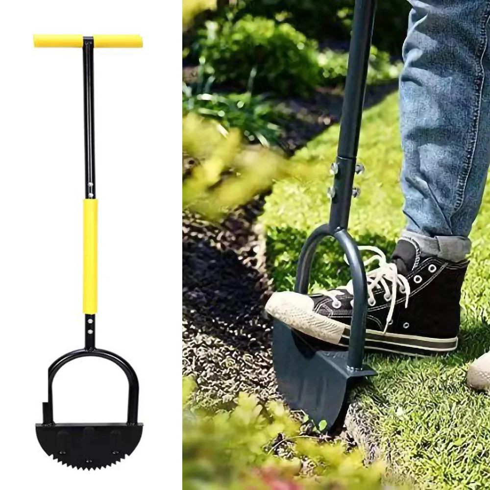 Serrated Grass Saw Cutter With T-Grip Half Moon Manual Lawn Edger Multifunctional Reinforced Gardening for Courtyards Driveways