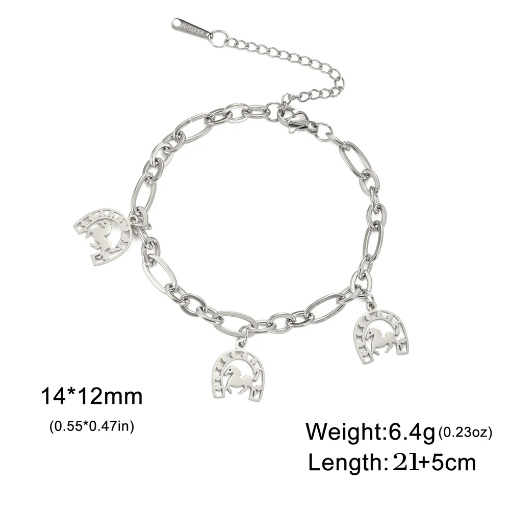 Kkjoy schöne Edelstahl Gold Farbe Doppel kette hohl Hufeisen Anhänger Fußkettchen für Frauen rote Schnur Glück Schmuck Geschenk – Detail 10