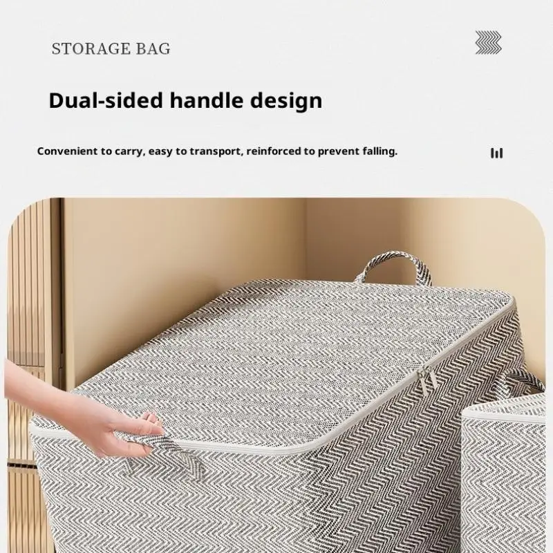 1 Stück 220 l extra große Kleidungs-Aufbewahrungsbox – faltbar mit Abdeckung, Baby-Wäschekorb-Organizer-Tasche für die Aufbewahrung von Kleidung zu Hause – Detail 12