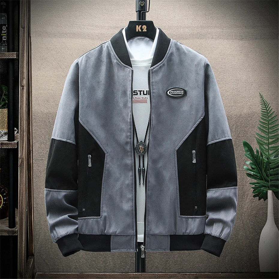 Varsity Jacket Men Baseball Jacket Coat Fashion Streetwear Patchwork Jackets Male Outerwear