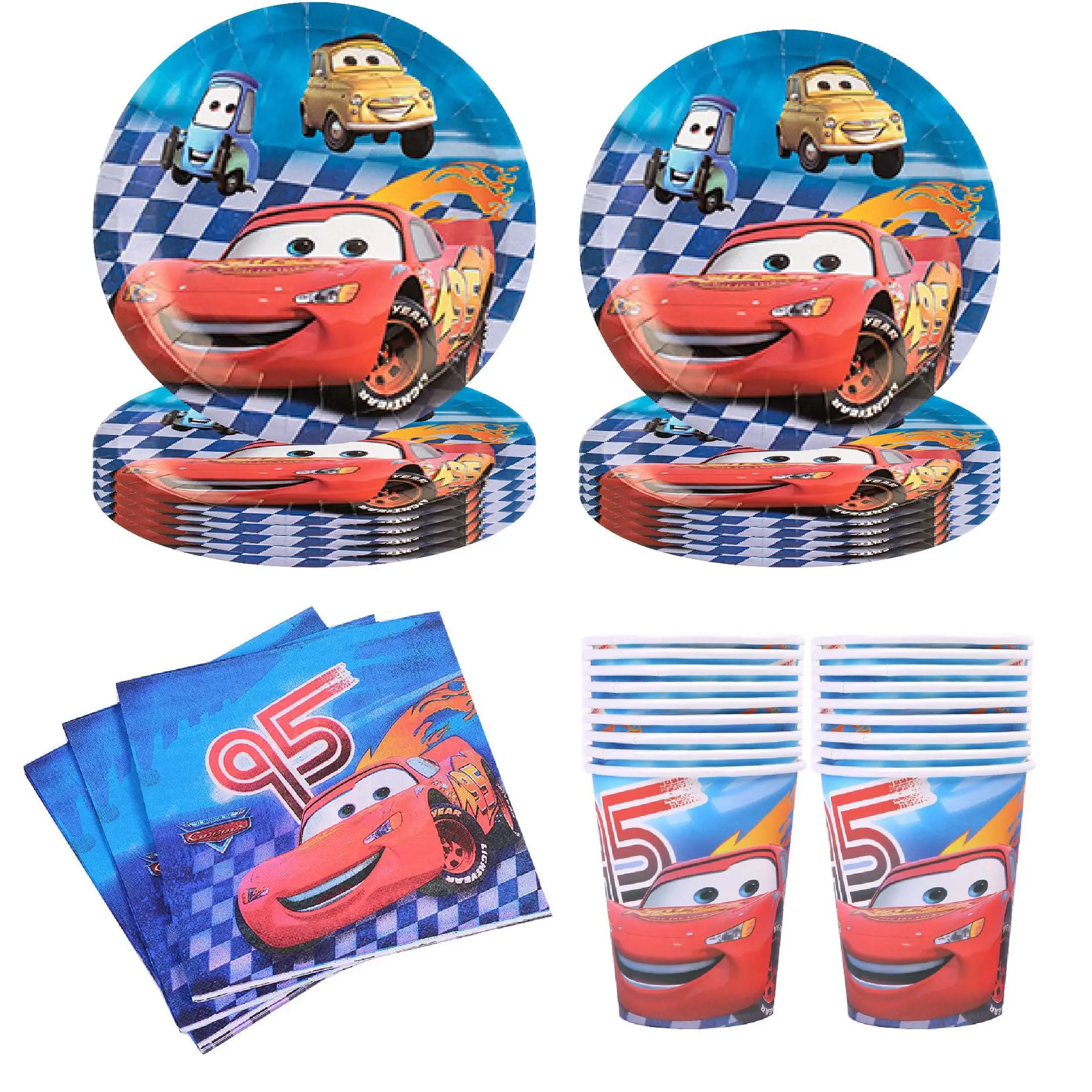 Disney McQueen Cake Decoration Lightning Cars Cake Topper  Cake Flag Happy Birthday Party for Kids Boy Baby Shower Supplies