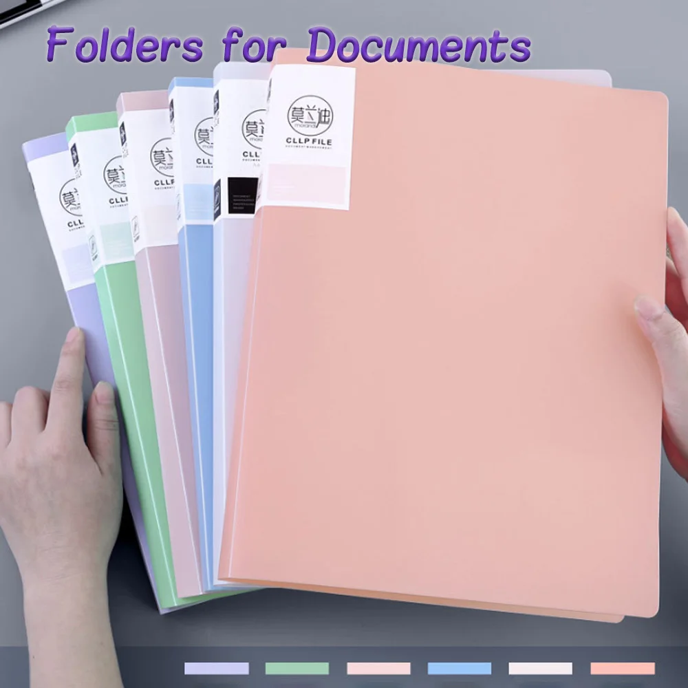 2 Clips Document File Folder Plastic Morandi Color File Folders for A4