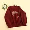 Autumn New Sweet Knitting Patchwork Corduroy Hoodies Top Women Long Sleeve Embroidered Tops D220 4