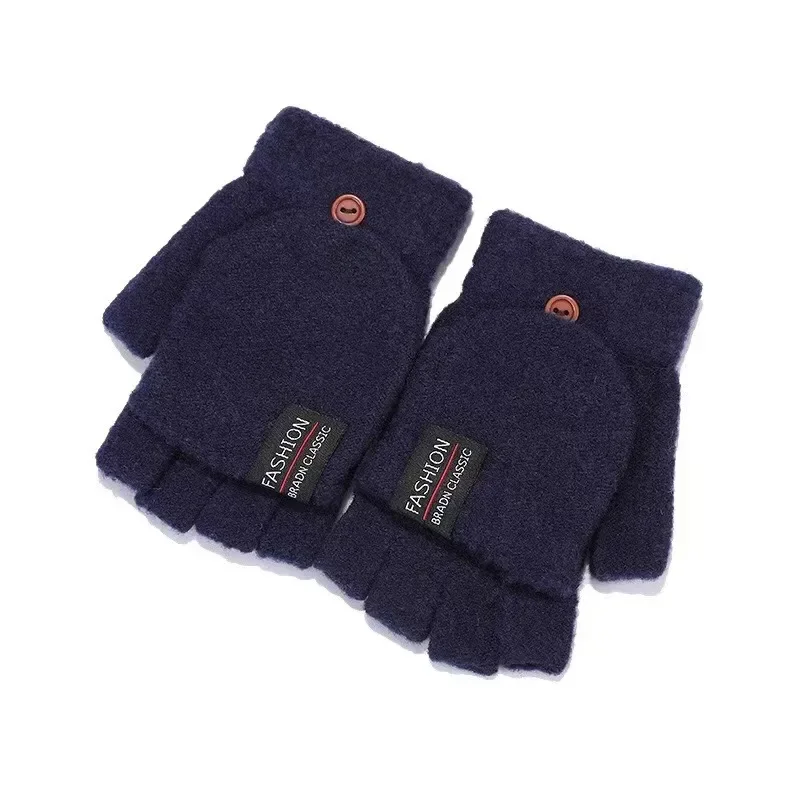 Winter Mitten Warm Knitted Fingerless Gloves Flip Mittens for Men Women Student Boys Girls Half Finger Gloves Thicken