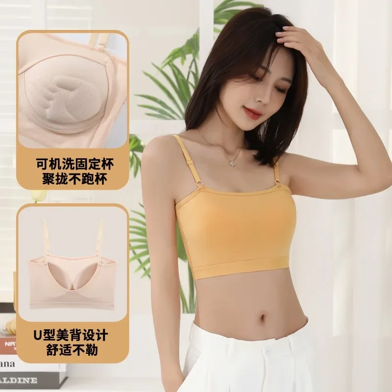 

Japanese minimalist pure cotton underwear for women's sexy suspender beautiful back vest Autumn and winter fashion items