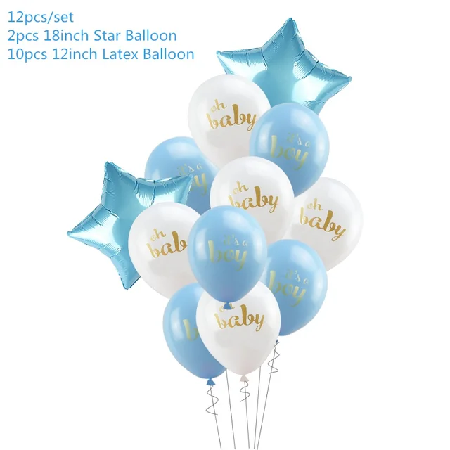 4D Transparent Baby Shower Boy Girl Bear Bubble Ball Kids 1st Birthday Party Blue Pink Helium Balloon Gender Reveal Decoration 12pcs blue set