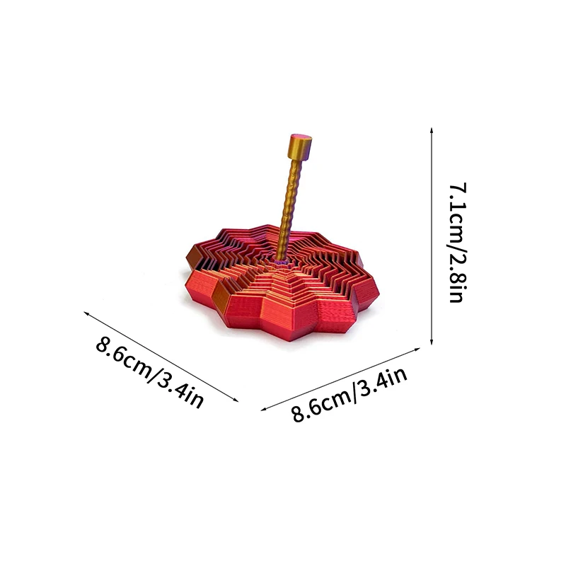 4.33Inch 3D Printed Expandable Fractal Fidget Star Octagonal Sensory Toy with Detachable Handle for Stress Relief