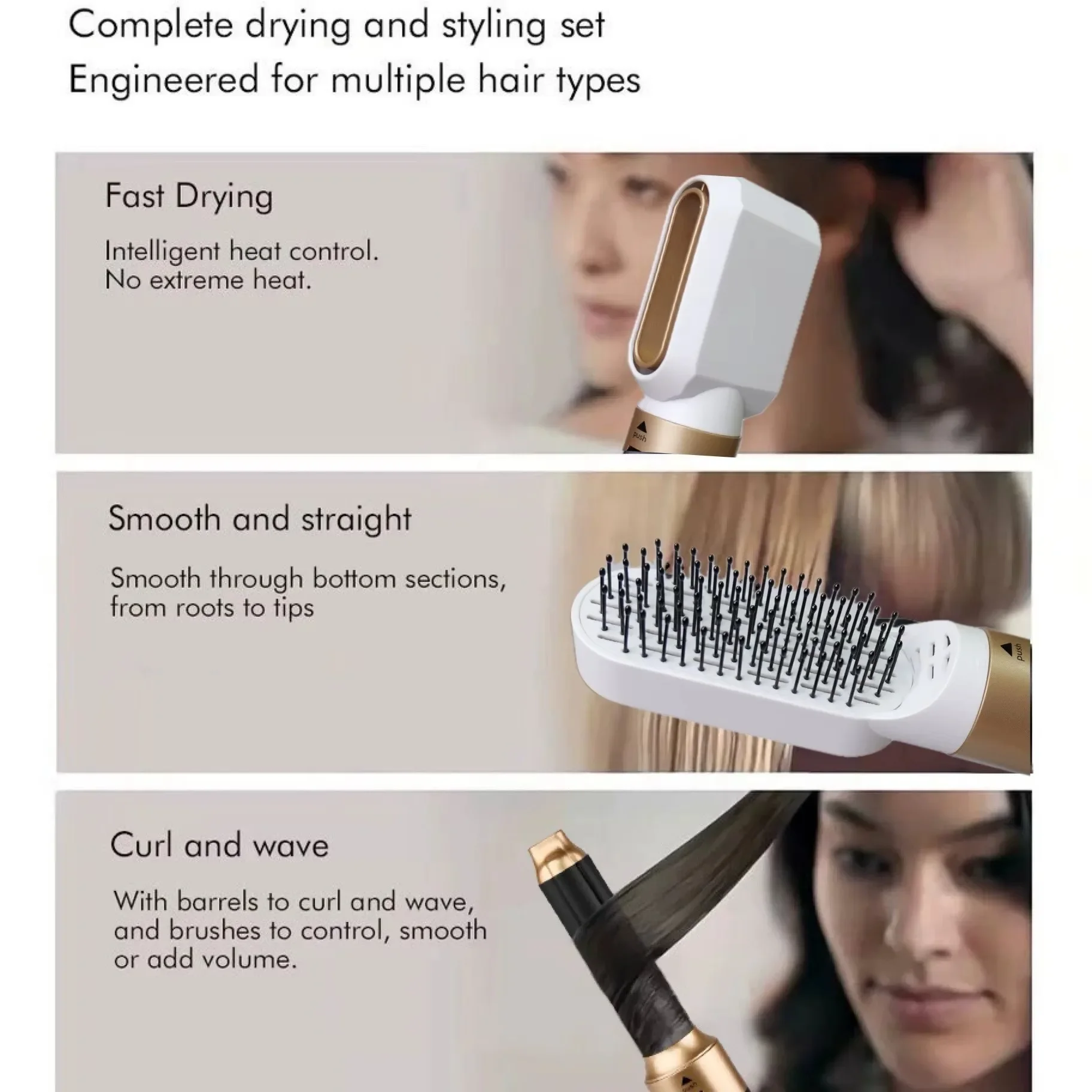 Professional 5 in1 Hair Dryer Hair Curling Iron Straightener Hot Air Brush Blow Dryer Multi Styler High Speed