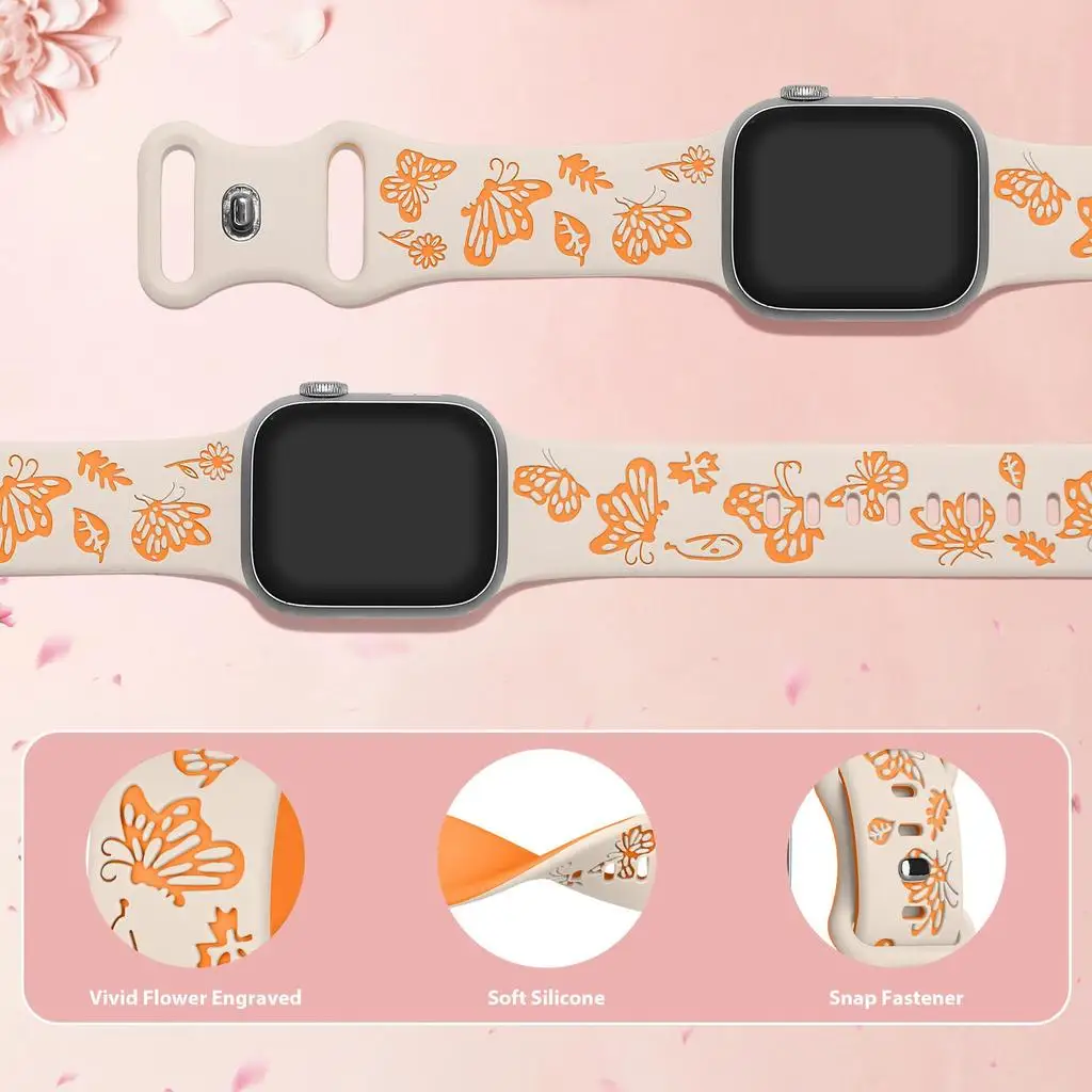 Charming Carved Butterfly Soft Silicone Watch Strap