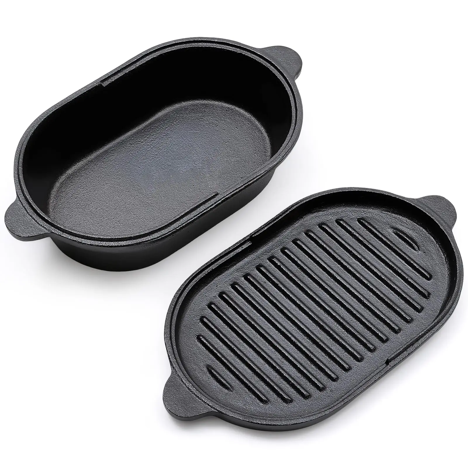 Cast Iron Dutch Oven 23cm 2 in 1 Pre-Seasoned Cast Iron Pot with Skillet Lid 1