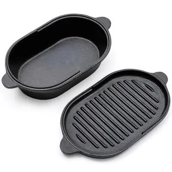 Cast Iron Dutch Oven 23cm 2 in 1 Pre-Seasoned Cast Iron Pot with Skillet Lid 1