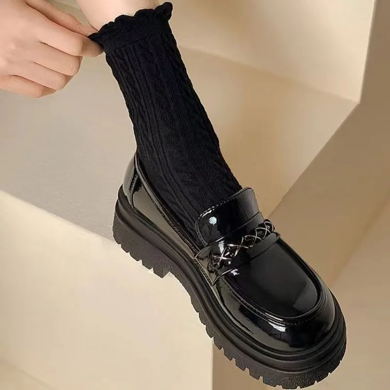 Platform Ladies Pumps Moccasins Kawaii Loafers Women's Shoes Cute