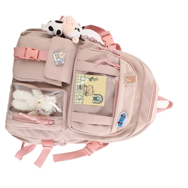 Trendy Japanese High School Girls Backpack with Multi Pockets Harajuku Book Bag