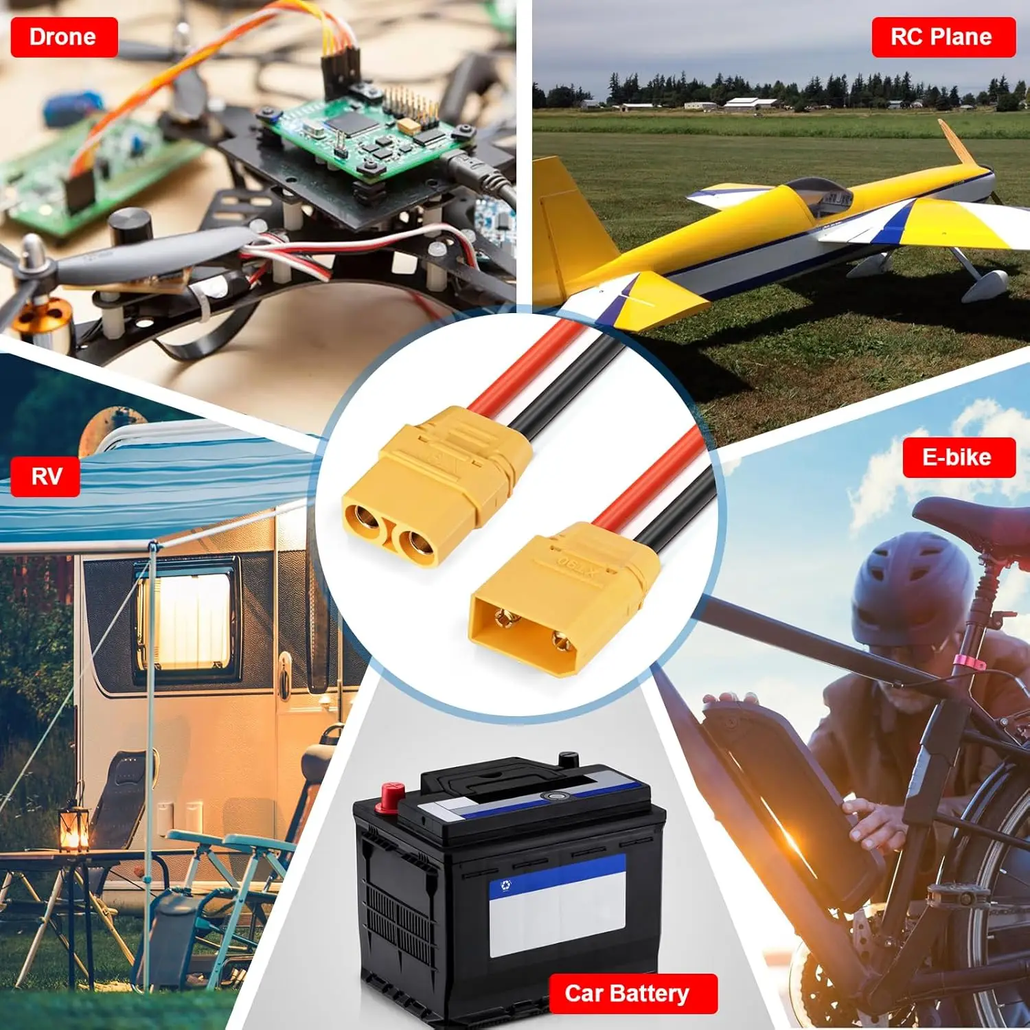 Connecteurs XT90 Mâle/Femelle Lot 2-10 Pièces pour Batterie RC