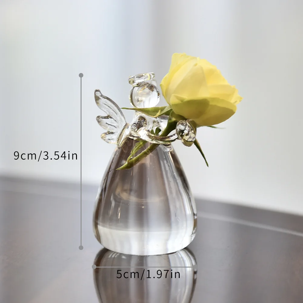Angel Glass Vase Small Flower Bottle for Home Decoration Hydroponic Plant Pot Container Garden Ornament Angel Vase for Weddings