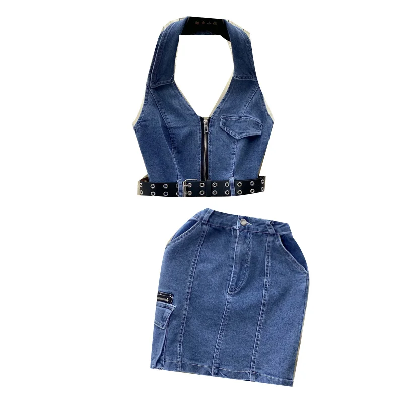 

Amolapha Women Summer Sexy Halter Neck Strapless Tops + Collection Waist Hot Girl Pack Hip Skirt Clothing Suits