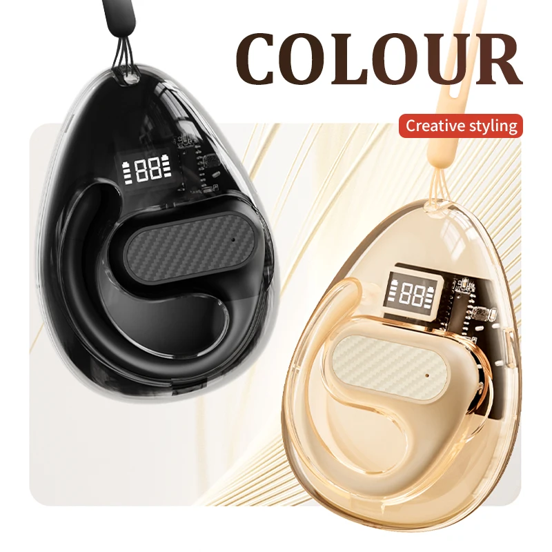 TWS Bluetooth 5.4 Earhook Earphone Sports Headsets Led Headphone Wireless Earbuds Noise Reduction Microphone With Hanging rope