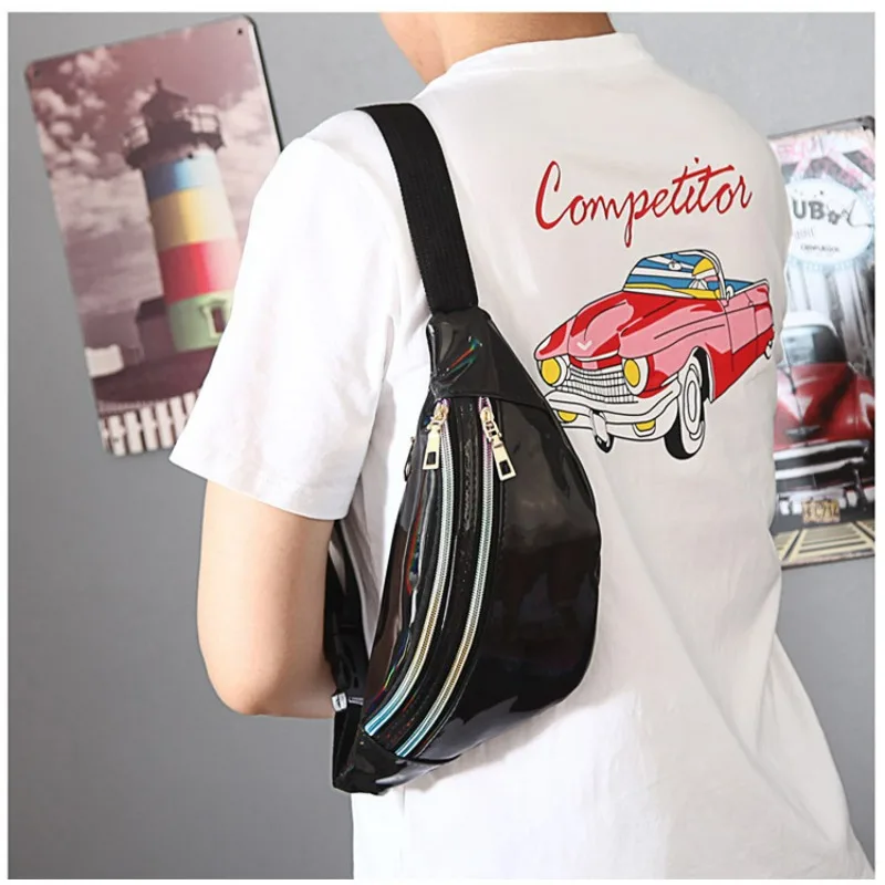 Holographic Waist Bags Women Silver Fanny Pack Female Belt Bag Geometric Waist Packs Laser Chest Phone Pouch Crossbody waist bag chest bag crossbody bag