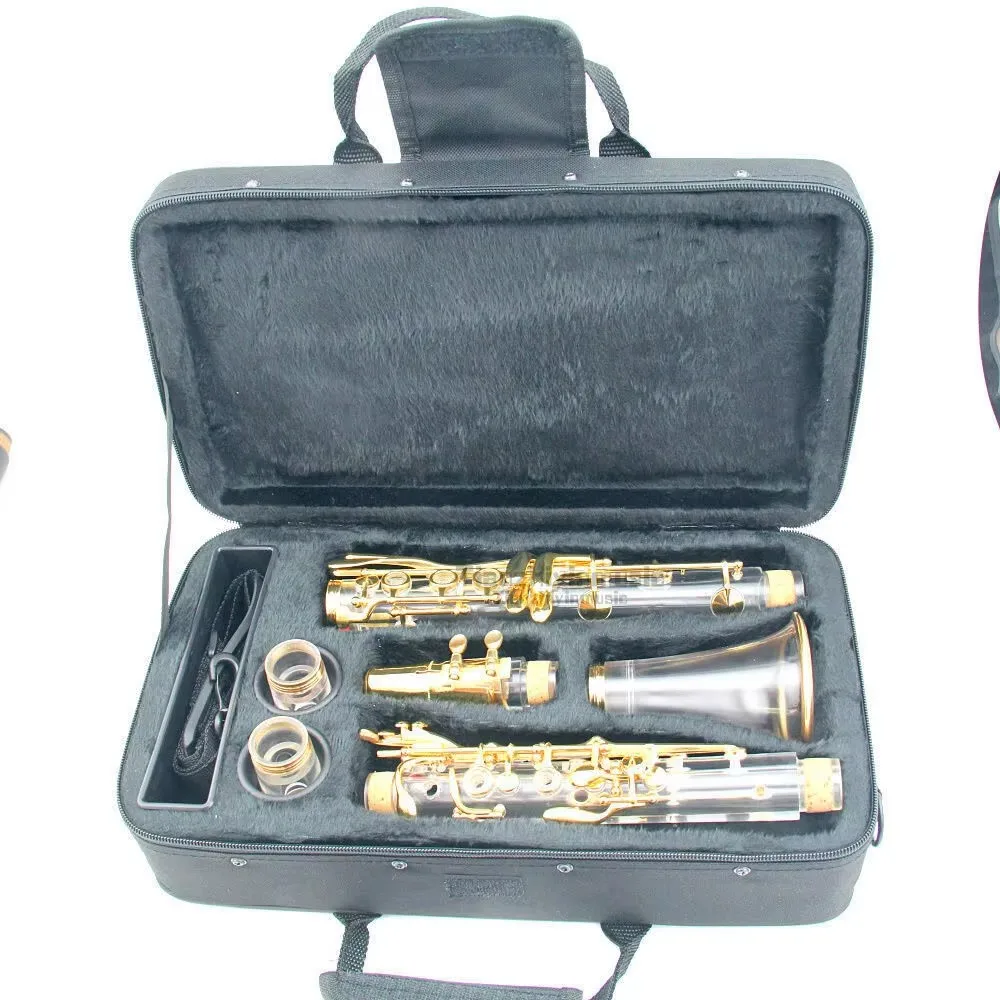 Clear Bb KEY Clarinet kit Real Gold Plated Parts Case / Grease/ Cleaning Cloth