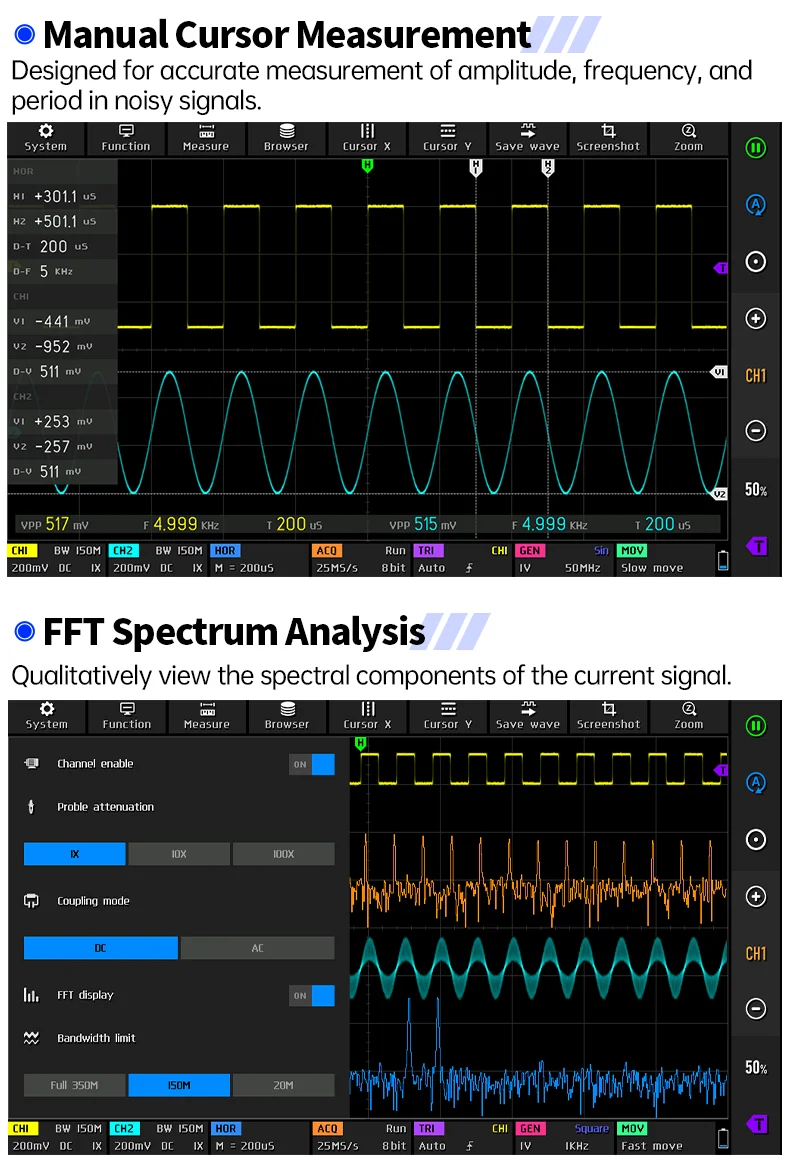 DPOS350P Digital Storage Oscilloscope: 350MHz Bandwidth, 12.1-Inch High-Definiti