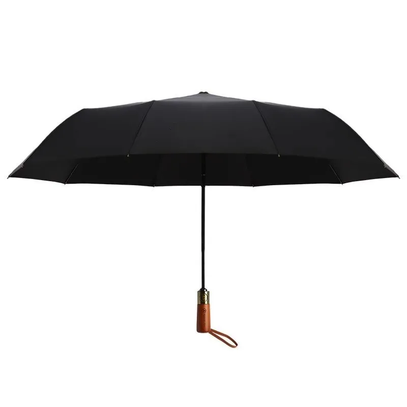 For Mercedes-benz Rolls Royce Wooden Handle Umbrella 12 Bone Automatic Folding Black Rubber Sunscreen Car Umbrella
