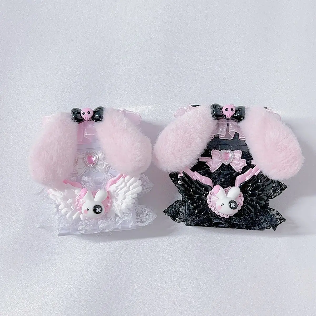 Novelty Jirai Kei Women's Cute Gas Cigarette Lighter Refillable Pink Black Bunny Wings  Smoking Lighter Cigarette Pack Set 6