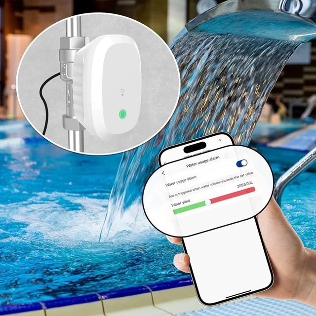 A16Q-Tuya Wifi Water Valve Consumption Flow Rate Meter Smart Life Water Leakage Detection Alarm For Alexa Google 2
