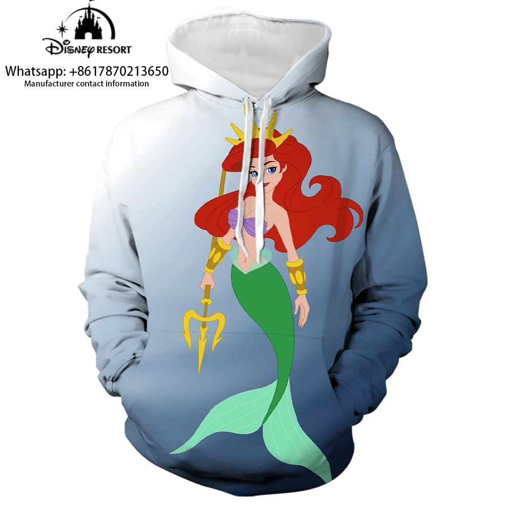 

New Spring 2024 3D Printed Kids Hoodie Ariel Mermaid Anime Fashion Unisex Women's Tops Street Style Casual Hoodie y2k