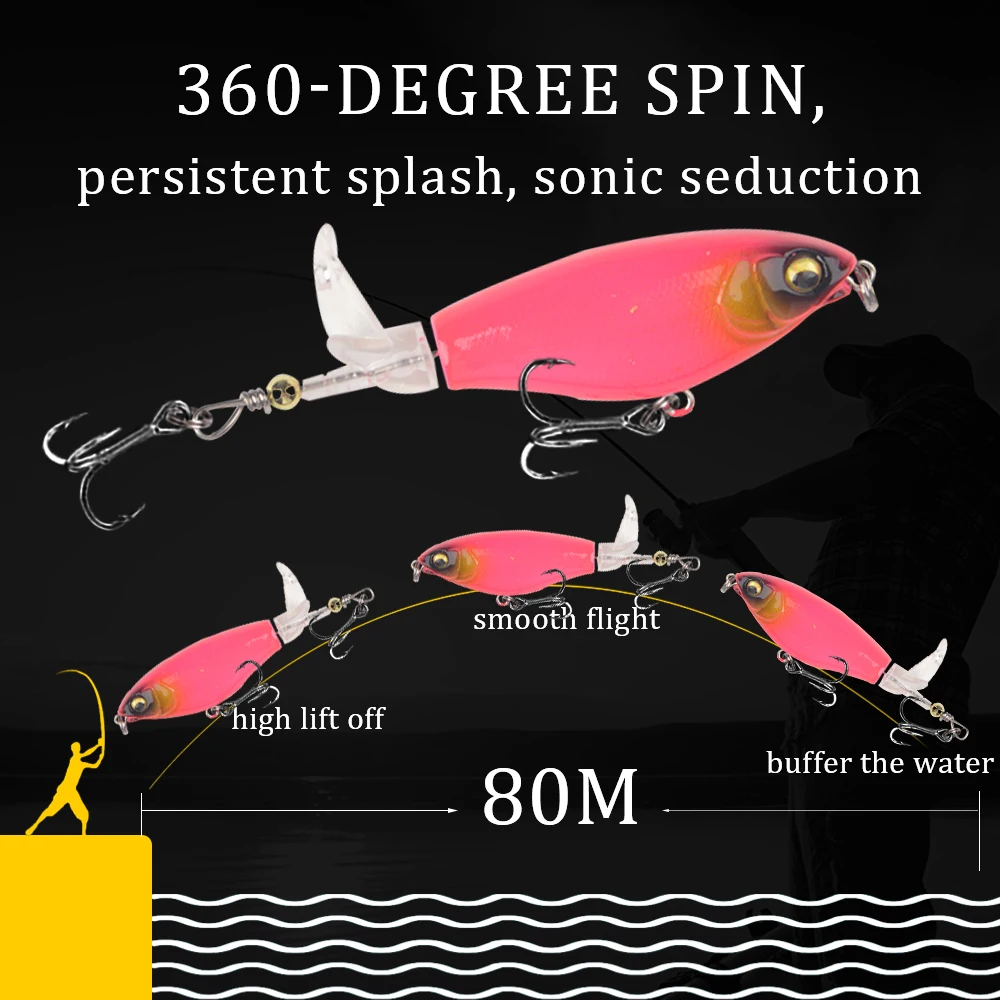 1Pcs Quality Whopper Plopper Wobblers 7.5cm 6.5g Topwater Popper Fishing Lure Hard Bait Rotating Soft Tail Fishing Tackle 6