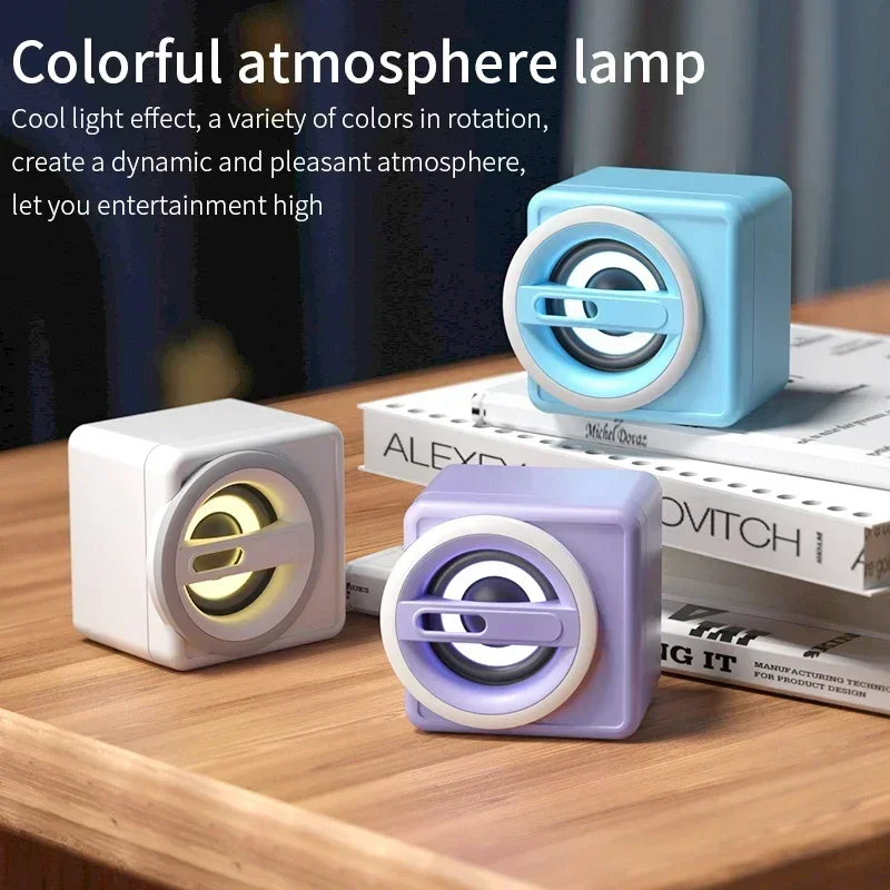 2PCS/Set Cute Computer Speaker LED Light USB Wired Speakers Hifi Sound Surround Cartoon Loudspeaker For PC Laptop Notebook