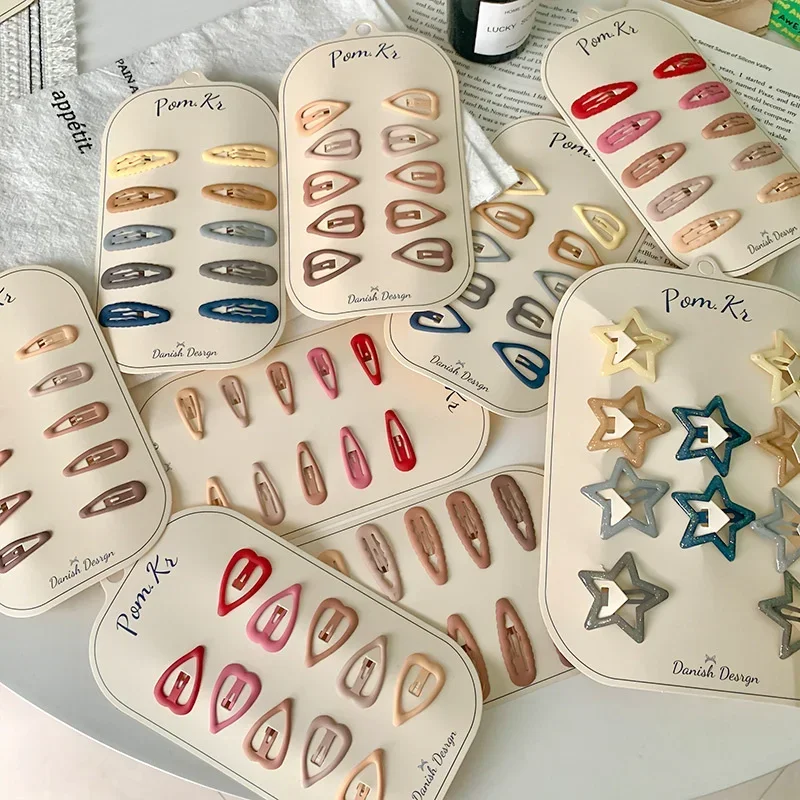 hair clips 10Pcs/set Colorful Star Hair Clips for Baby Girls Glitter Metal Snap BB Clip Hairpin Headwear Infant Kids