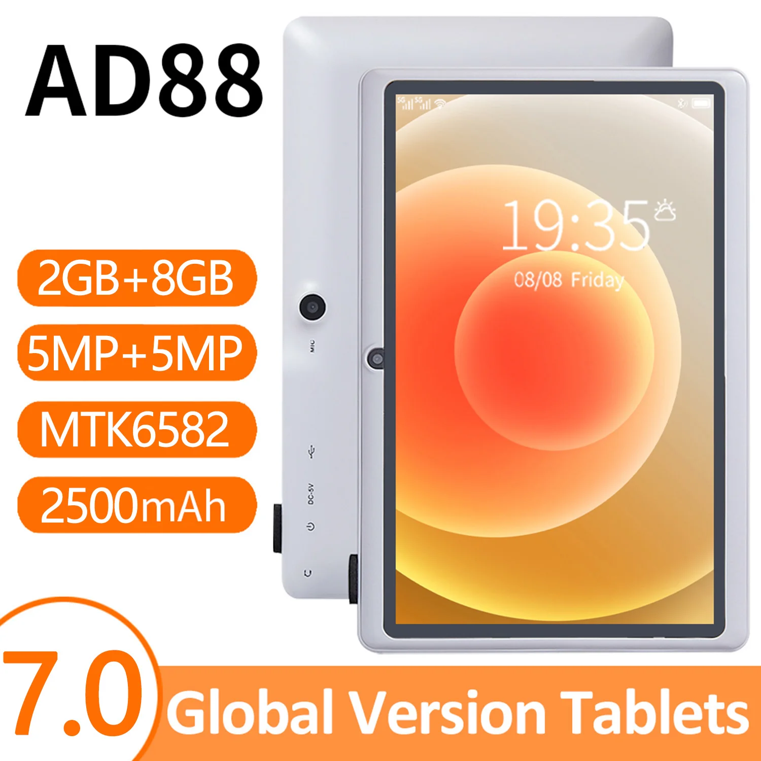 New Global Version AD88 Tablet 7.0 inch 2GB RAM 8GB ROM Android 5.0 tablet Android 2500mAh smart tablet