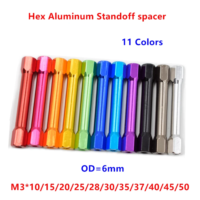 M3 aluminum standoffs Studs 6pcs/lot M3*10/15/20/25/30/35/37/40/45 Double head Hex Aluminum standoff spacer Step Pillar Screws brass standoff bolt