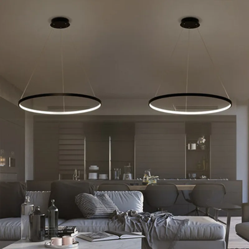 Nordic Single Ring Led Chandelier Indoor Lighting for Dining Table Living Room Bedroom Minimalism Aluminium Circle Pendant Lamp led chandelier