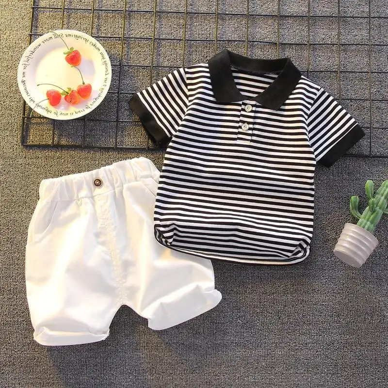 

Baby Boys Clothes Set Toddler striped Short Sleeved T-shirt + Pant 2pcs Outfits 2023 Summer 1 To 4Yrs Children's Costume Casual