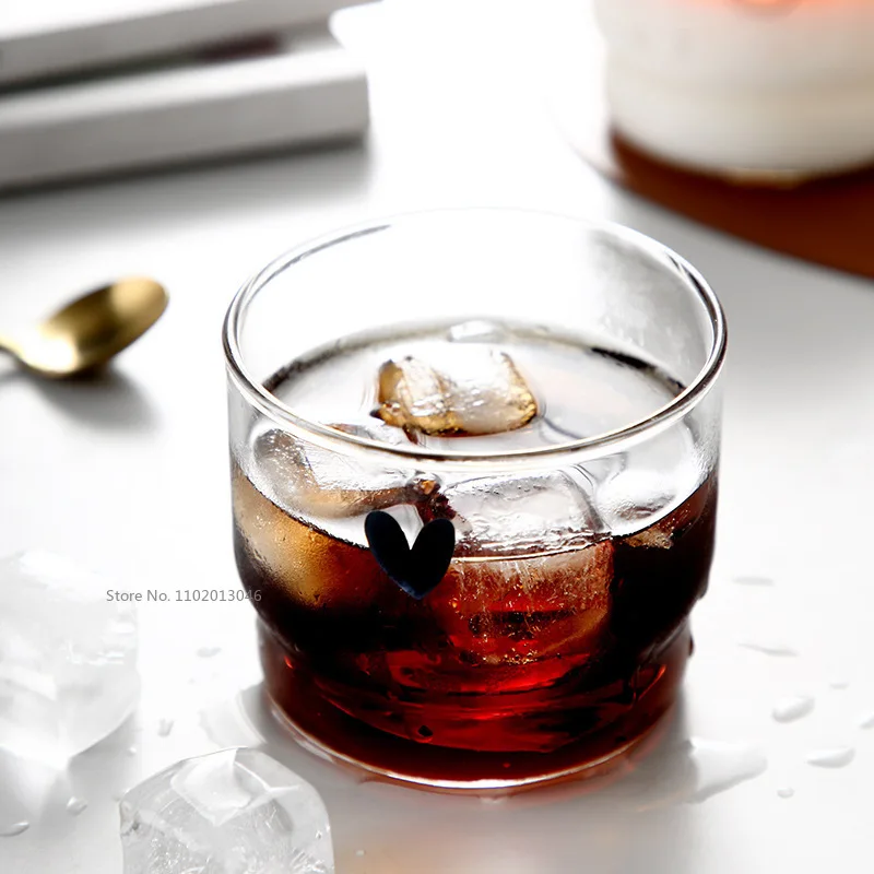 300ml Cute Love Letter Shape Glass Cup Household High Borosilicate Coffee Mug Ball Handle Milk Juice Yogurt Dessert Cup Creative