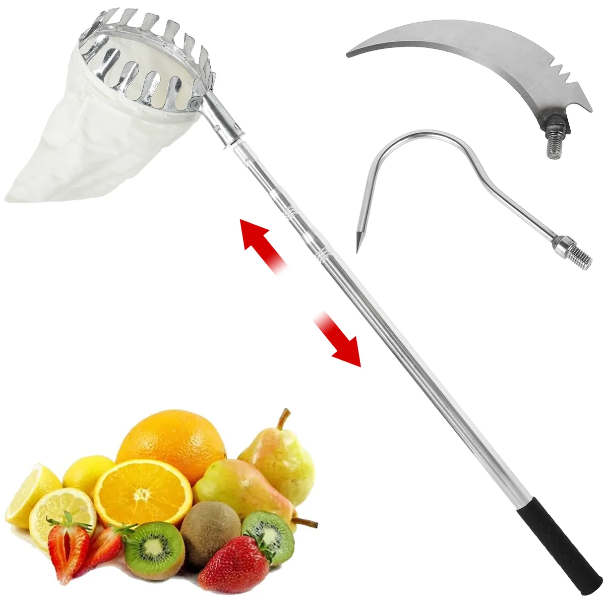 

Fruit Picker Tool Adjustable Fruit Picking Harvester with 4.9Ft Telescopic Pole Ergonomic Lightweight Fruit Catcher Fruit