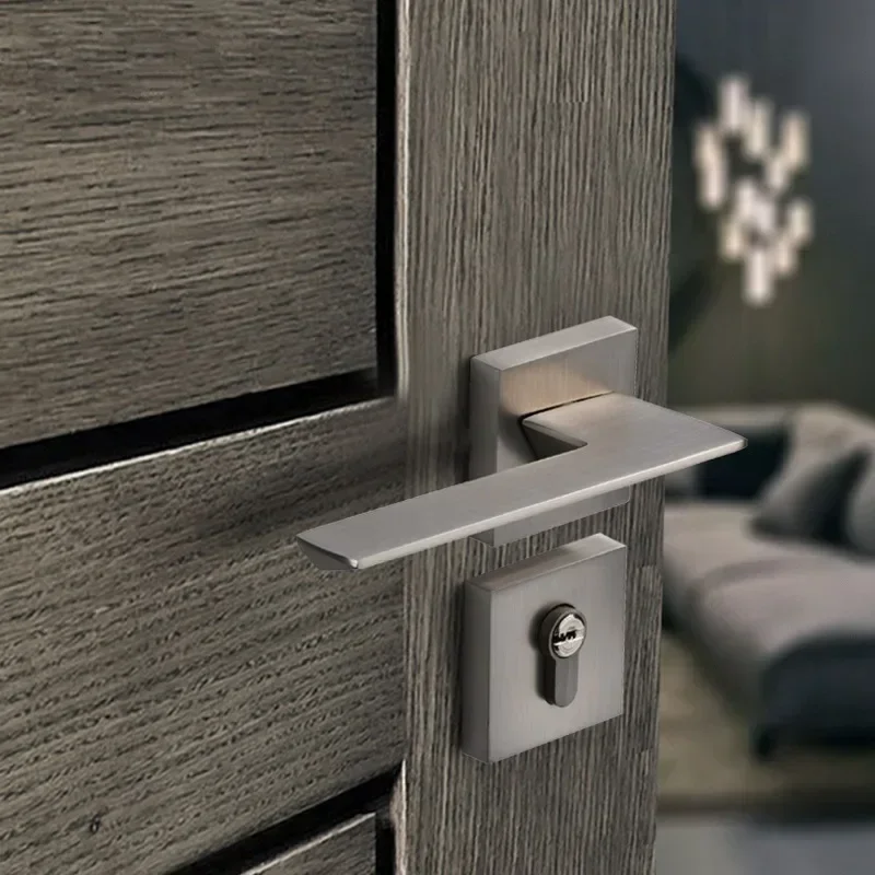 Door latch door handle lock door lock latch indoor bedroom silent room door lock Nordic nickel brushed split lock handle
