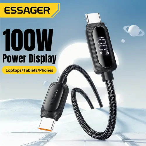 Essager USB Type C To USB C Cable 100W 5A PD Fast Charging Wire Cord For Macbook Xiaomi Samsung Type-C Digital Display Cable 3Ｍ - Image 2
