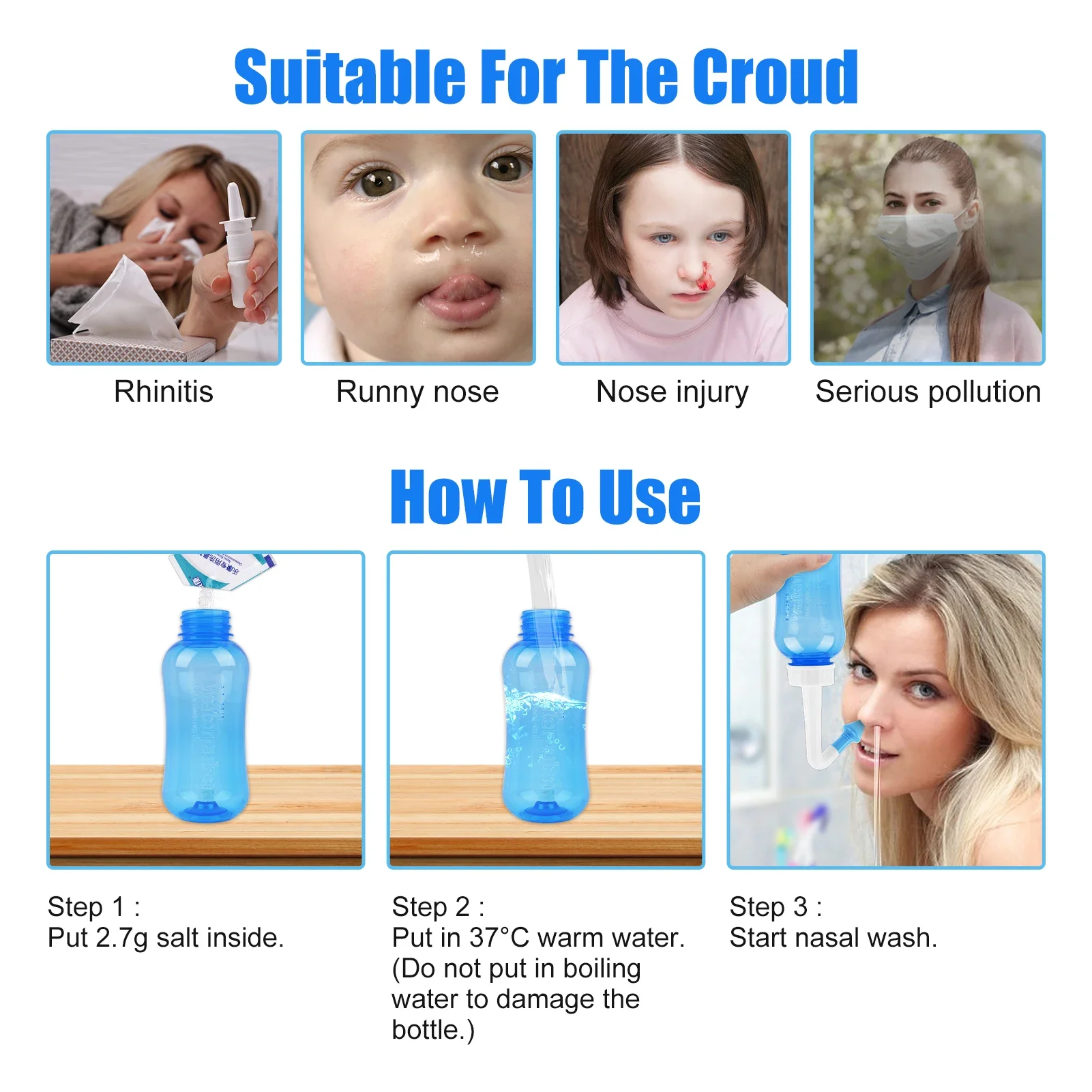 70-500ML Medical Adults Children Nose Irrigator Nose Cleaner Allergic Rhinitis Sinusitis Nasal Washing Tools Medical Neti Pot images - 6