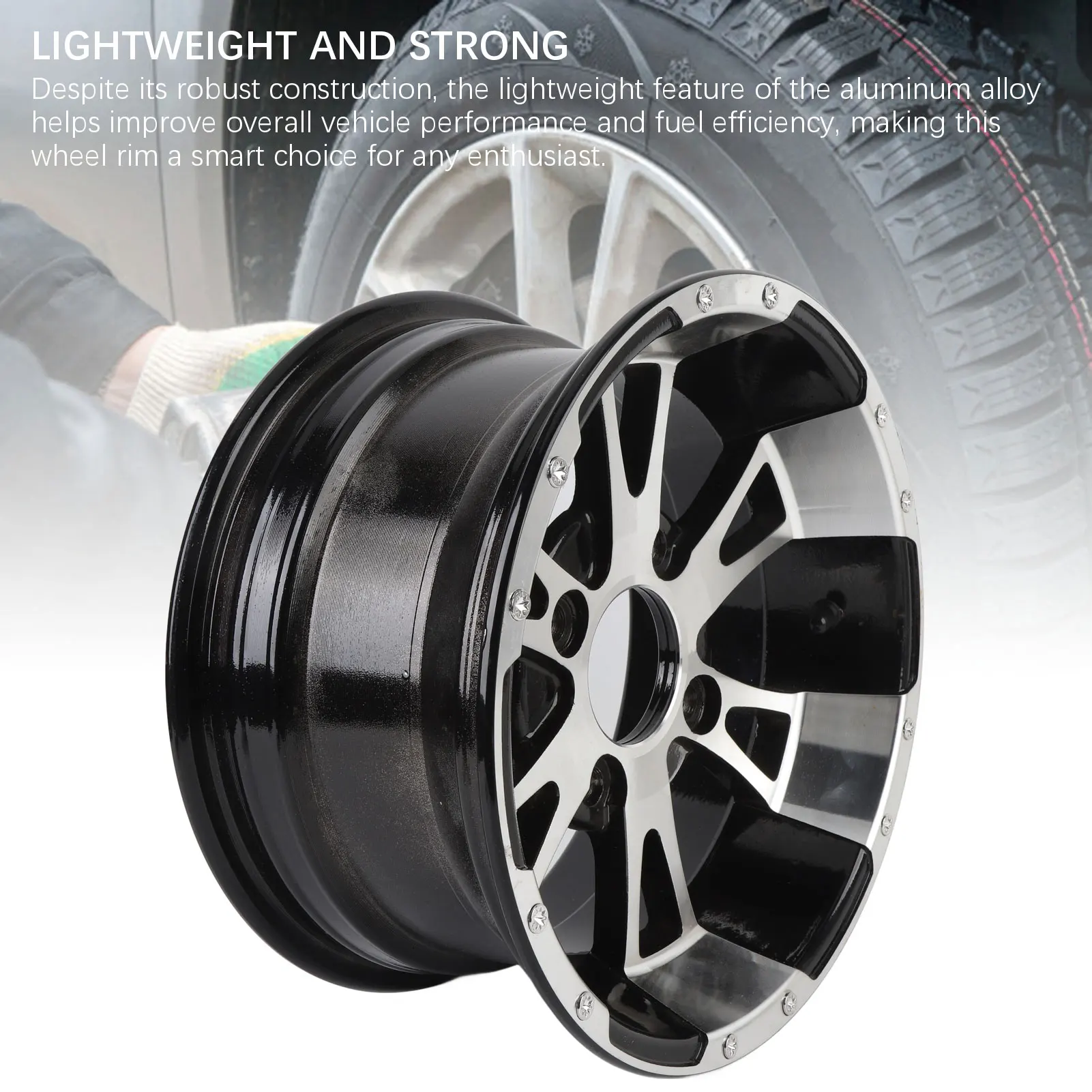 12 Inch ATV Wheel Rim Strong Load Capacity 25X8-12 Wheel Rim High Strength Aluminum Alloy Rustproof Long Lasting for  Cart