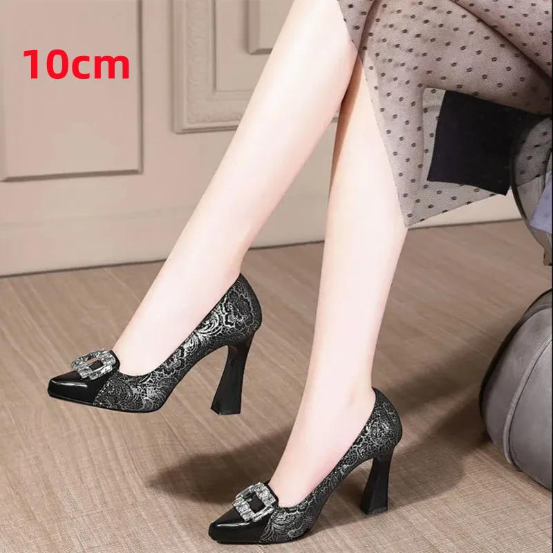 

Cresfimix Zapatos De Mujer; Женская модная Высококачественная обувь черного цвета на высоком каблуке с узором; Милые женские кожаные туфли-лодочки; Сезон весна-лето; A338