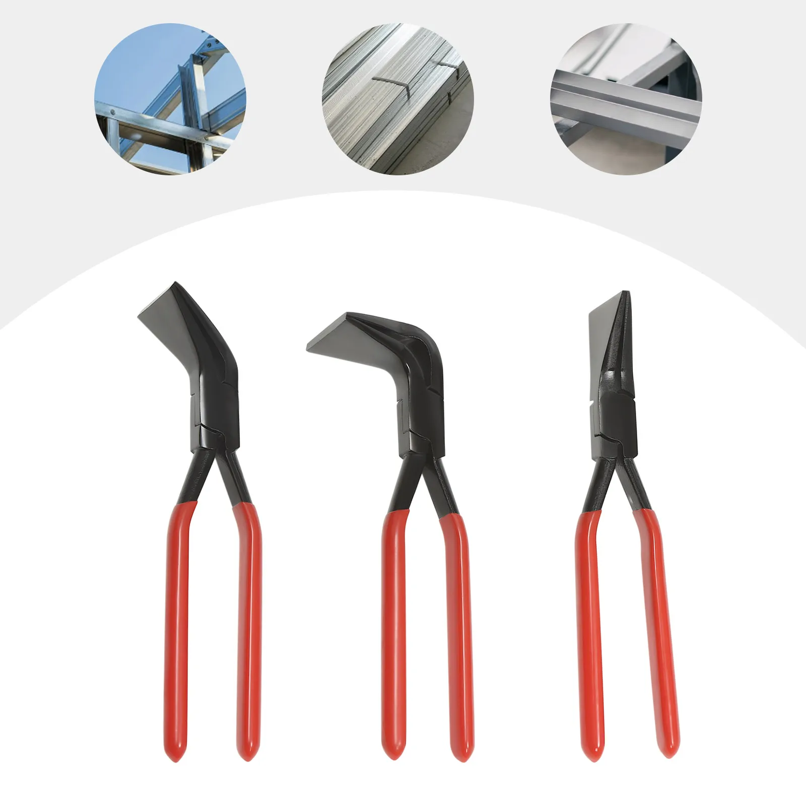 3 Piece Metal Bending Pliers Set Straight 45° & 90° Metal Sheet Flattering Pliers Hand Seam Plate for DIY Bending Flattening