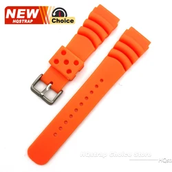 Silicone Sport Watch Strap with Metal Buckle - Waterproof Diving Wristband - 20mm (Orange)