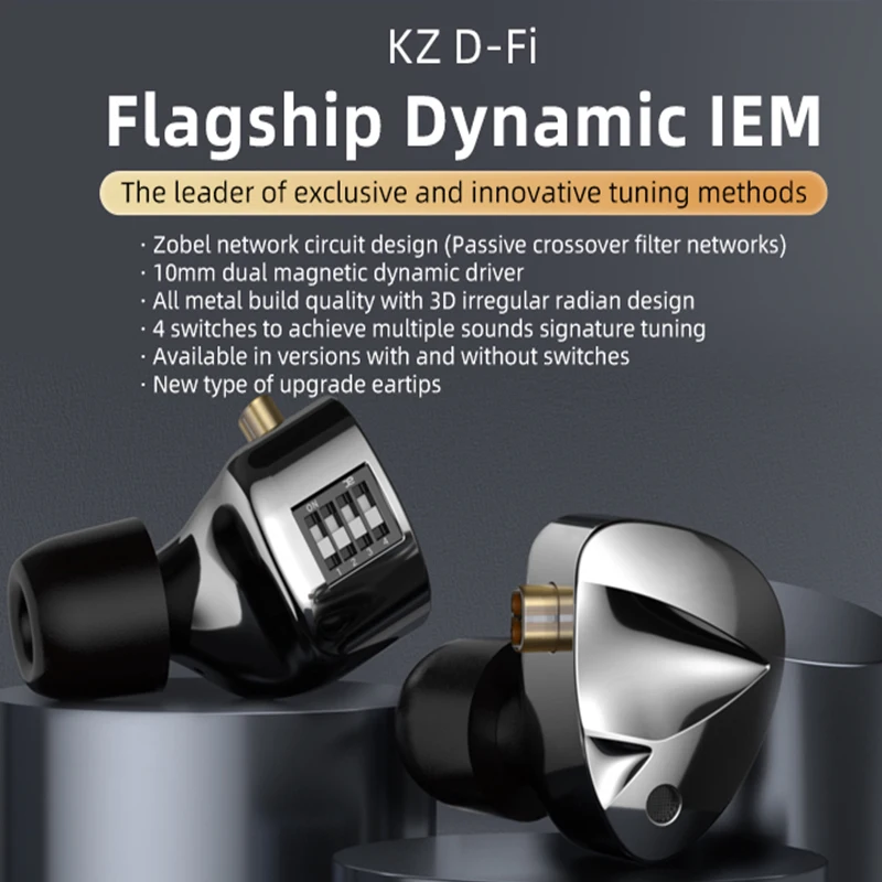 

Наушники KZ D-Fi HIFI, 4 уровня, металлические проводные наушники-вкладыши со съемным кабелем 3,5 мм