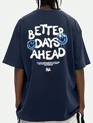 Optimistic Graphic Unisex O-Neck Oversize Cotton T-Shirt - XXXL (Dark Blue-R1017-DX)