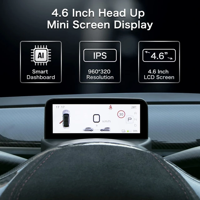 4.6'' Head Up Ultra Mini Screen Display for Model 3/Y, Embedded Design HUD  Car Dashboard LCD Smart Instrument Tesla Accessories - AliExpress