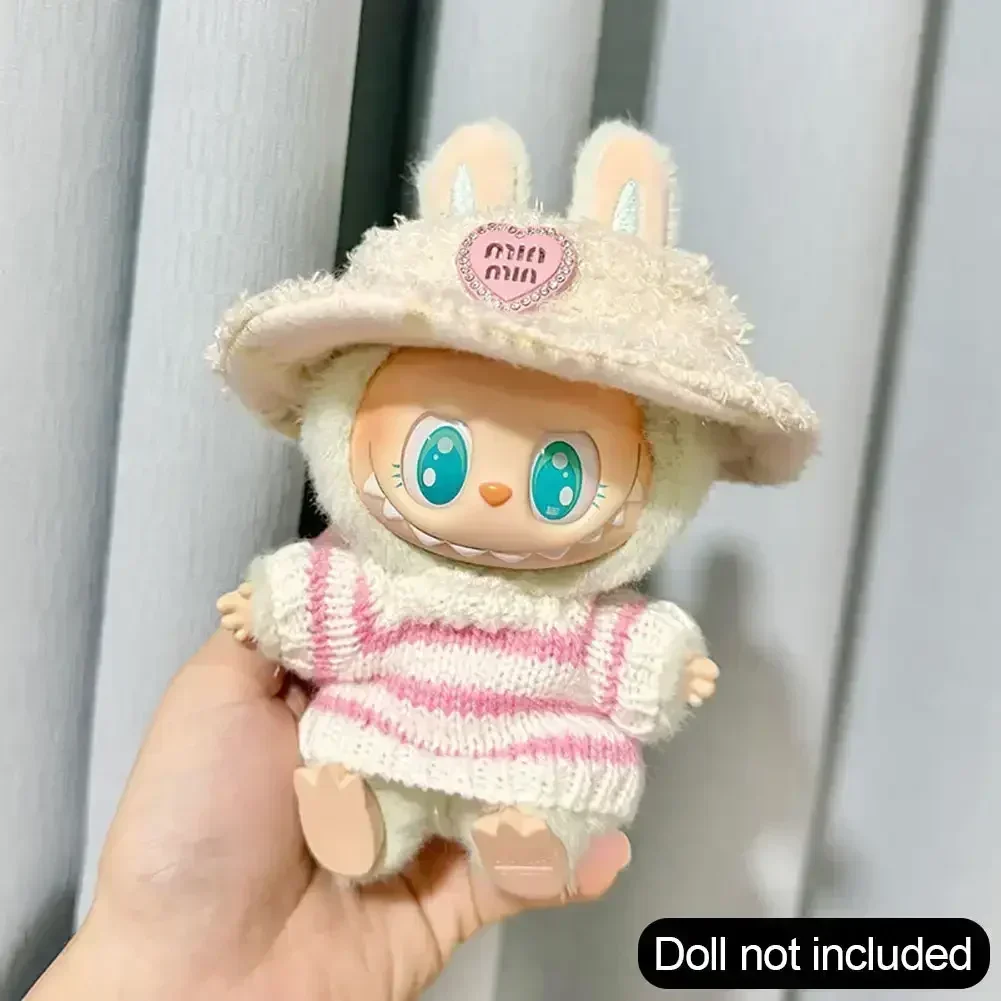 Labubu Idol Cute Doll Fashion Sweater Outfit - Pink and White Striped Party Sweater with Accessories