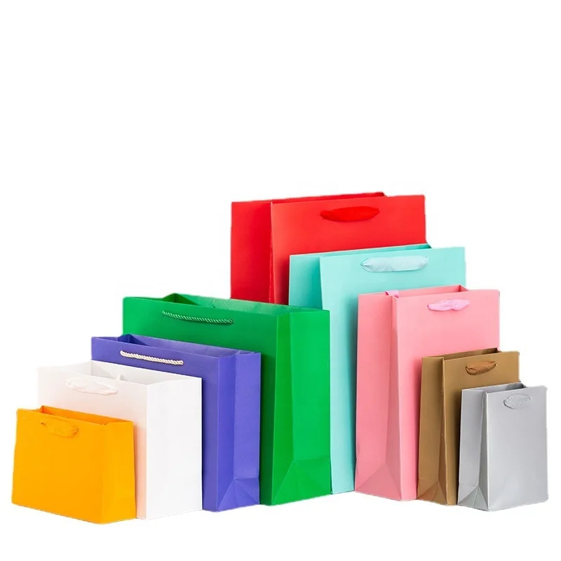

Hot Sale Custom Printed Gift Shopping Kraft Packaging Paper Bags With Logos